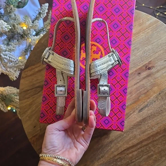 Tory Burch Metallic Silver Sandals - Picture 6 of 8